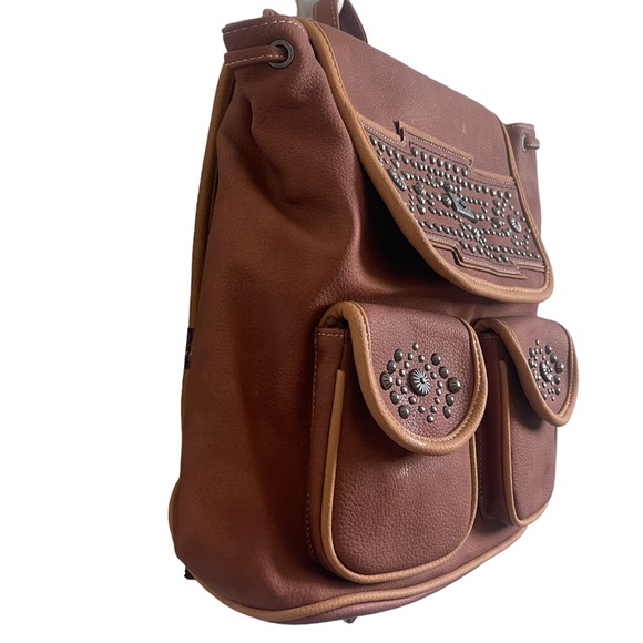 Montana West Western Studded CCW Backpack Brown - Picture 2 of 13